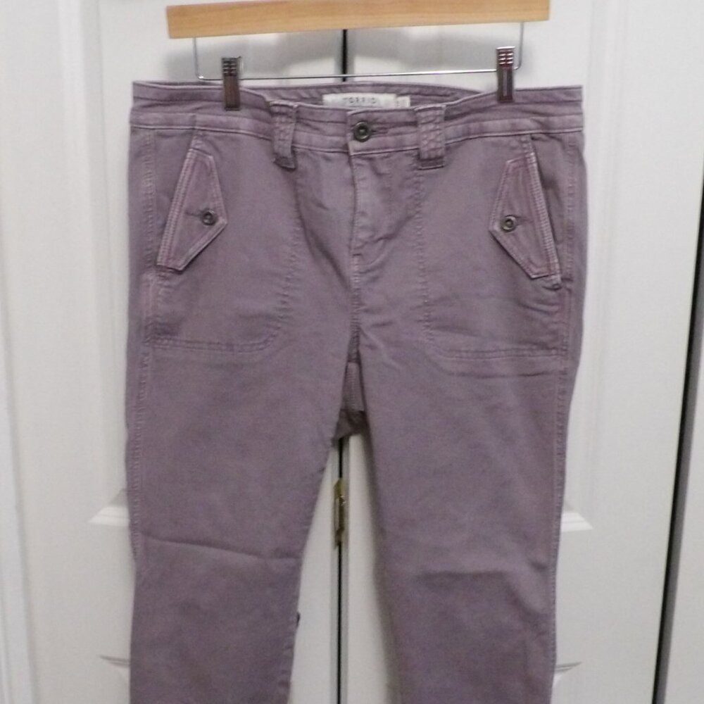 Torrid gray -lavender crop twill military pants  size 12